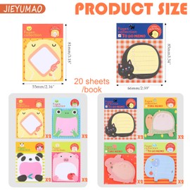 JIEYUMAO 16 Pack Animal Sticky Notes, 8 Styles Cute Sticky Notes, Animals Shape Markers Flags Self-Stick Memo Pads Kawaii Sticky Note Cute Self-Stick Note Pad for Office School