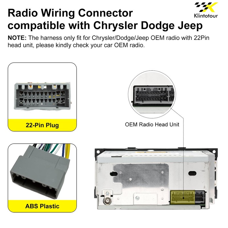 Aftermarket Radio Wiring Adapter Compatible with Chrysler 2001-2007/Dodge 2002-2007/Jeep 2003-2009,