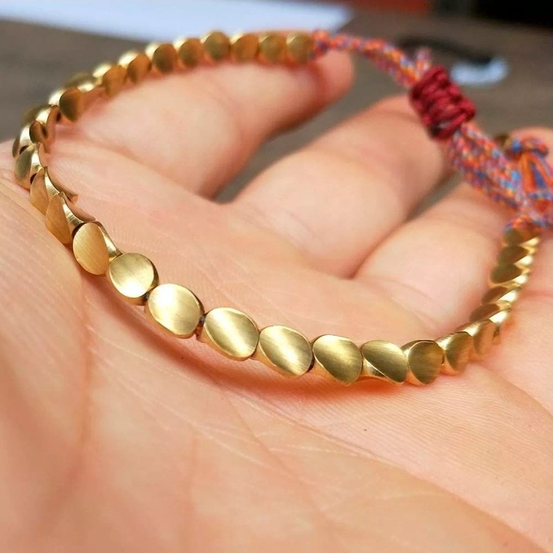 Veraly Pulsera Tibetana Cobre Mujer Hecha A Mano De Cuerda