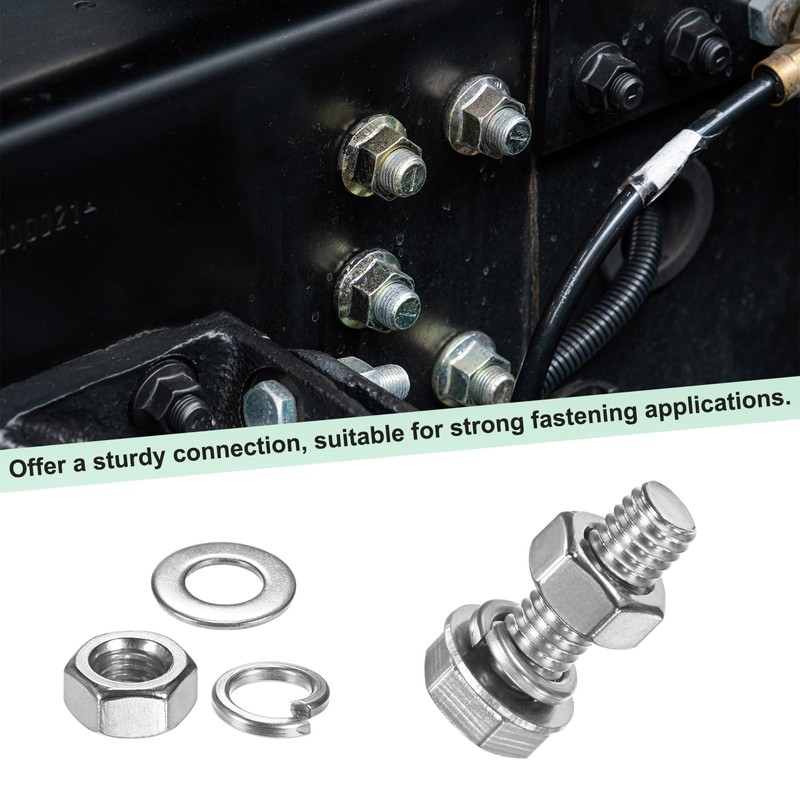 M METERXITY 10-Pack Hex Head Screw Bolt with Nuts Flat