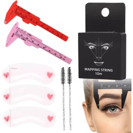 UNIVERSOENLINEA.COM Paquete 8pz Hilo Entintado Diseño Cejas Plantilla Mini Calibrador Varnier Regla Cejas Mapa Mapping Diseño Microblading Cepillitos Diseño Cejas Microblading Paquete