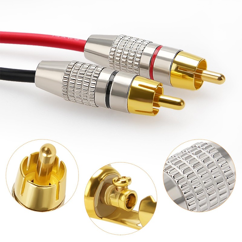 KUOQIY 6 PCS Gold Plated RCA Plug Audio Video Connector,