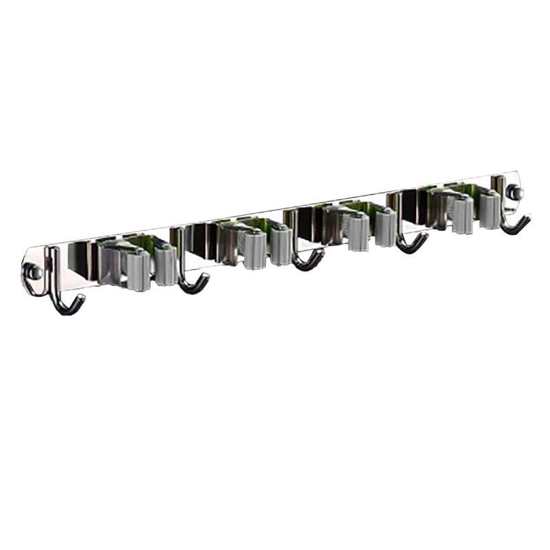 Punch Free Wall Mount Mop Broom Holder 4 Clips 5