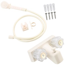 RV Shower Faucet with Hose and Head, RV Outdoor Shower Kits, RV Tub Faucet with Shower Diverter Outdoor Shower Kit Fits for RV/Campers,Travel Trailer,Motorhome (Bathtub Faucet Kit, Milky White)