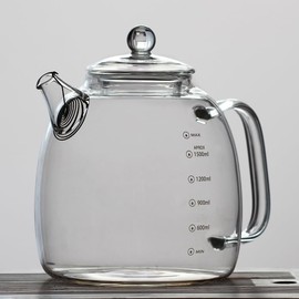 Glass kettle, high borosilicate glass kettle with scale markings, a 2000ml water bottle capacity, suitable for making tea with ice water or boiling water (Panda [Teapot] Glass Lid)