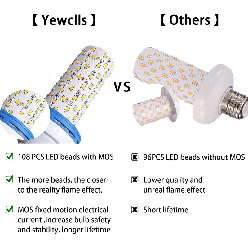 Yewclls LED Flame Effect Light Bulb, 4 Modes E26 Base