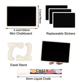 NANXJIUR 20 Pack Mini Chalkboard Signs with Support Easels, Small Wooden Chalkboard Labels Rectangle Blackboard, Food Signs for Table Numbers, Weddings Signs, Message Board Signs and Event Decoration