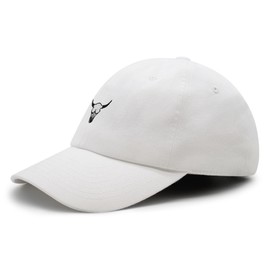 JPAK Bull Skull Premium Dad Hat Embroidered Cotton Baseball Cap Cowboy White