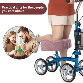 JEFBFBWE Knee Scooter Pad Cover for Adults for Foot Surgery Knee Scooter Cushion with Removable 2'' Thick Memory Foam Knee Scooter Accessories fits Most Knee Walker/Roller (Pink)