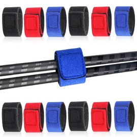 Bikasun Fishing Rod Bands Pack of 12 Fishing Rod Straps Fishing Rod Belt Fishing Rod Straps Velcro Strap Adjustable Velcro Straps Black Blue Red