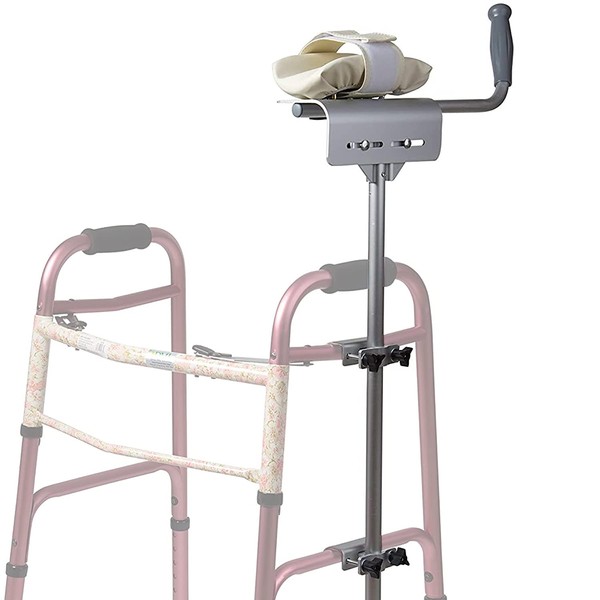MABIS Walker Platform Attachment With Adjustable Padded Cuff, No Tools Needed, Attaches to Most Walkers, FSA and HSA Eligible, Made of Lightweight Aluminum, Silver