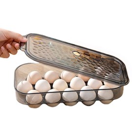 AMACOAM Egg Box Egg Storage Box Egg Container for Fridge Plastic Fridge Egg Insert for 16 Eggs with Lid Stackable Fridge Organiser to Protect and Keep Eggs Fresh