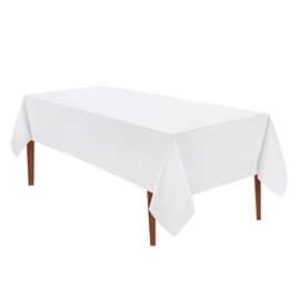 VidaFete 60*84inch Rectangle Tablecloth Polyester Table Cloth，Stain Resistant and Wrinkle Polyester Dining Table Cover for Kitchen Dinning Party Wedding Rectangular Tabletop Buffet Decoration(White)
