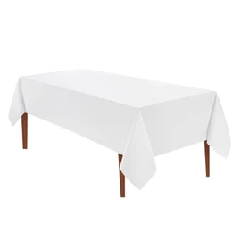 VidaFete 60*84inch Rectangle Tablecloth Polyester Table Cloth，Stain Resistant and Wrinkle Polyester Dining Table Cover for Kitchen Dinning Party Wedding Rectangular Tabletop Buffet Decoration(White)