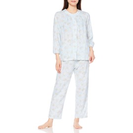 Gunze Women's Pajamas, 100% Cotton, Moisturizing Treatment, W Gauze, Long Sleeve Pants, green