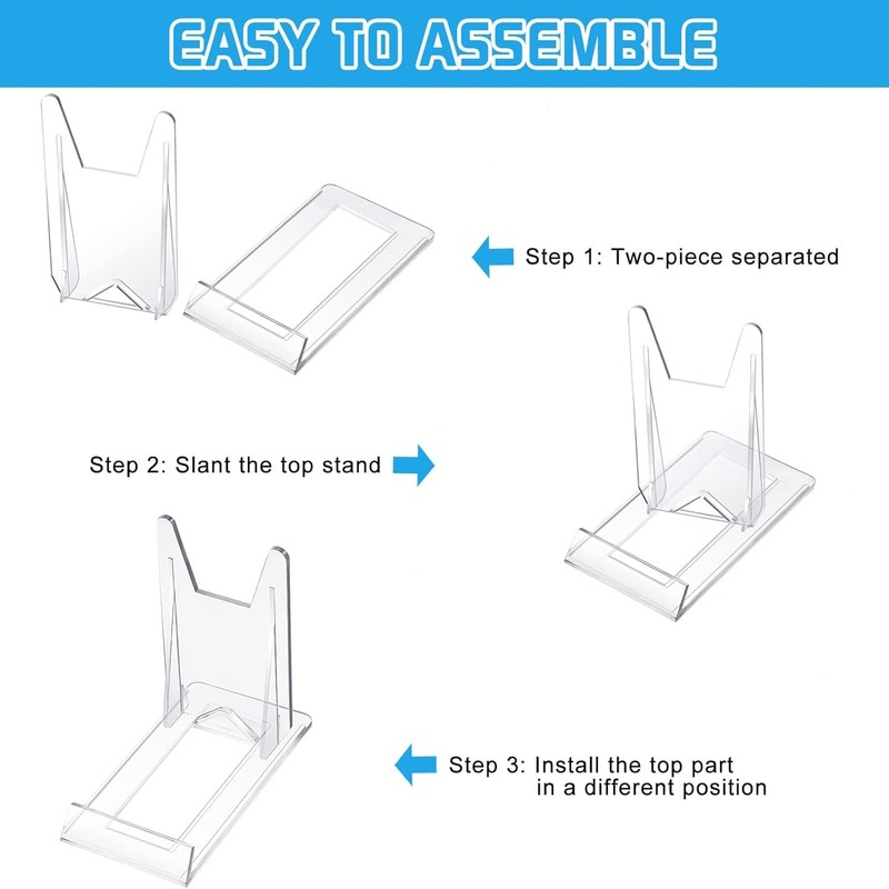 15 Pieces Clear Plastic Plate Stands,Adjustable Clear Acrylic Plastic Display