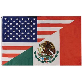 Trade Winds USA American 50 Star Mexico Mexican Diagonal Combo Combination Friendship 3x5 3'x5' Premium Quality Heavy Duty Polyester Flag