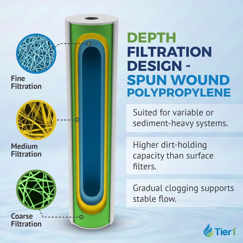 Tier1 1 Micron 10x4.5 Water Filter | Spun Wound Polypropylene