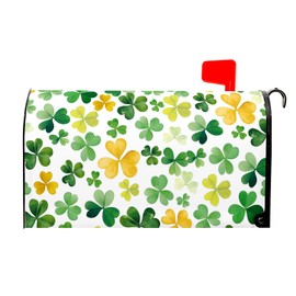 St. Patrick's Day Magnetic Mailbox Cover - Green Shamrock Standard Size 18 X 21 Inch - Mailbox Post Cover and Wrap for Home Garden Outdoor Yard Decor