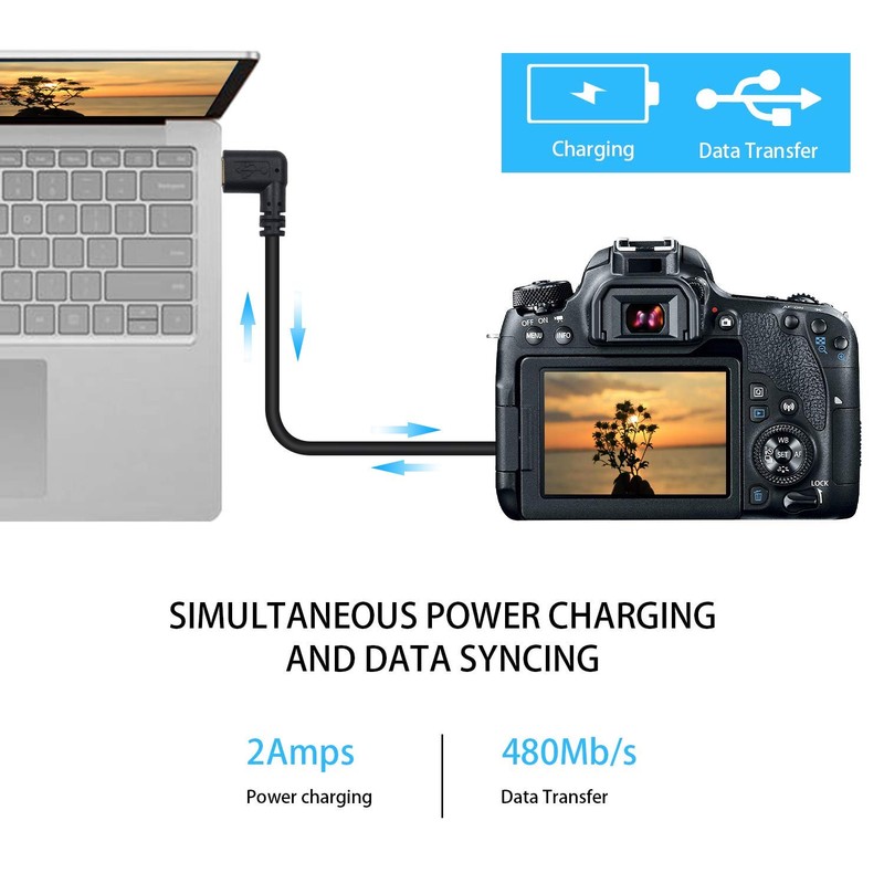 Duttek Mini USB to USB C Cable, Right Angled USB