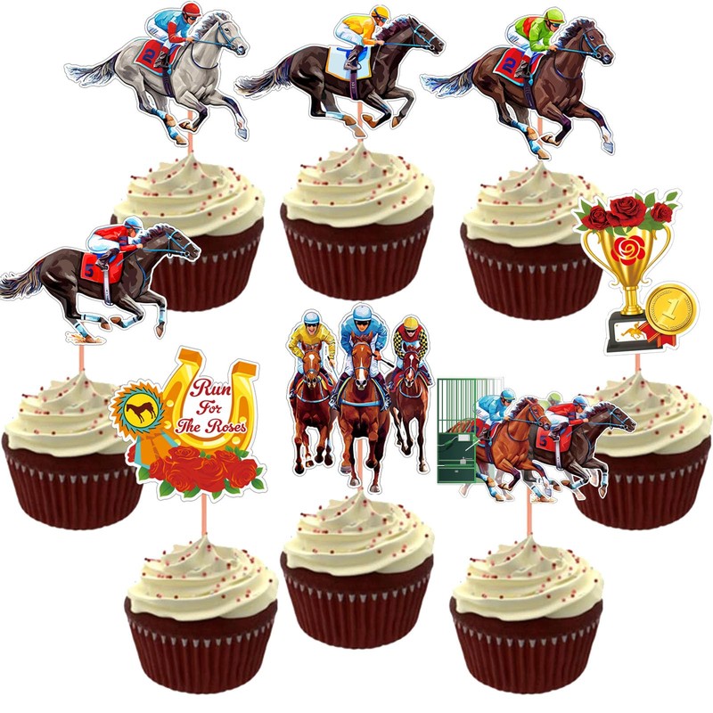 Kentucky Derby Party Cupcake Toppers Horse Racing Decorations, Kentucky Derby