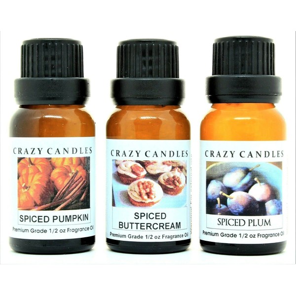 Crazy Candles 3 Bottles Set, 1 Spiced Plum, 1 Spiced