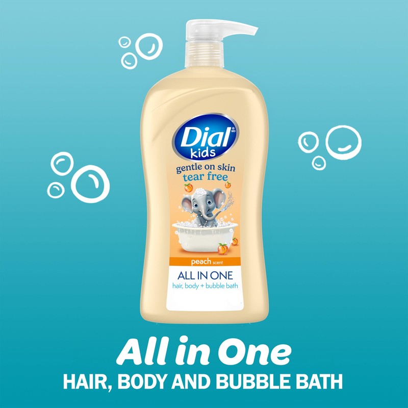 Dial Kids All-in-1 Body + Hair + Bubble Bath, Peach