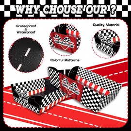 LeerooDecor 24 Pcs Racing Car Theme Food Trays Race Track Party Supplies Decorations Racing Sports Themed Dinnerware for Kids Boys Birthday Baby Shower Decor