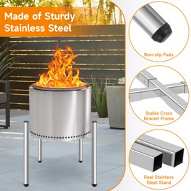 SAN LIKE 15-27 inch Fire Pit Stand Retractable Adjustable Base Firepit StandStainless Steel Fire Pit Accessories Suitable for Multiple Sizes of Stoves Outdoor Fireplace Tools Outside Patio Camping