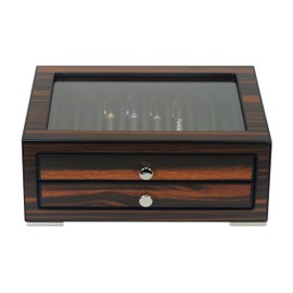Lifomenz Co Wood Stackable Pen Box with Drawer, 24 Ebony Pen Display Case.Fountain Pen Storage Box, Luxury Pen Box with Glass Window, Pen Collection Box