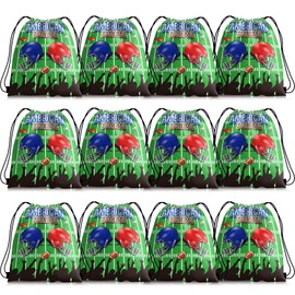 LANGFON 12 Pack Football Party Favor Drawstring Bags Sports Football Costume Backpack Reusable Candy Treat Bags for Super Bowl Birthday American Football Game Themed Sports Party Decoration Supplies