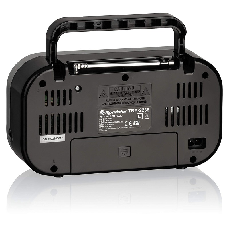 Roadstar TRA-2235 Portable Radio with Headphone Jack (FM, Mono Broadband