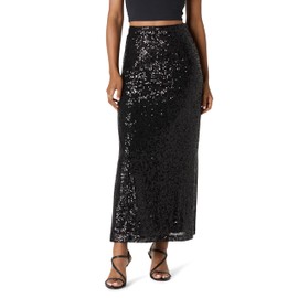 The Drop Women's Adela Sequin Maxi Skirt, Black, S