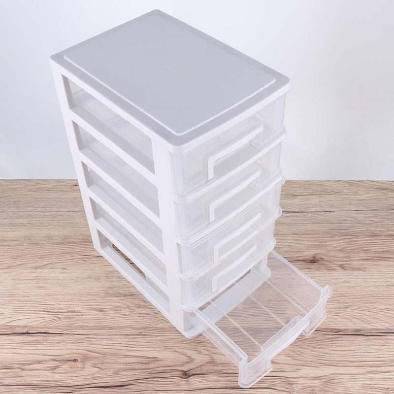 Healeved 5 Drawer Desktop Storage Organizer Clear Small Drawer Desktop