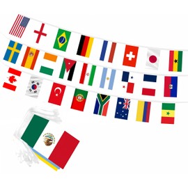 1 juego de 48 banderas internacionales del mundo para la Copa Mundial 2026, mini guirnalda de 48 banderas de fútbol, decoración para fiestas, eventos 
