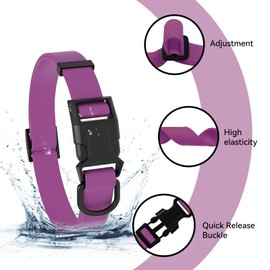 Kidding Pets Waterproof Dog Collar, Easy to Clean Rubber Dog Collars with Quick Release Buckle Fits Small Medium or Large Dogs (Purple, L < 15.4-24.8 inch)