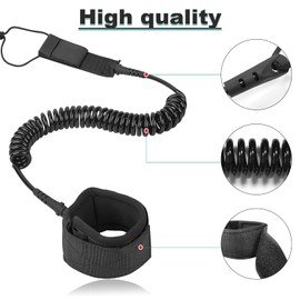 Ruikdly SUP Leash 5.5 mm 10 Feet Rolled TPU Paddle Leash SUP Surfing Coiled Lead Paddle Board Foot Rope Surfboard Leash Sup Leg Rope Strap Sup Safety Lead for Stand Up Paddle Board