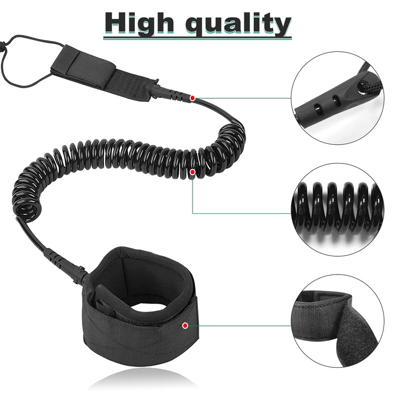 Ruikdly SUP Leash 5.5 mm 10 Feet Rolled TPU Paddle