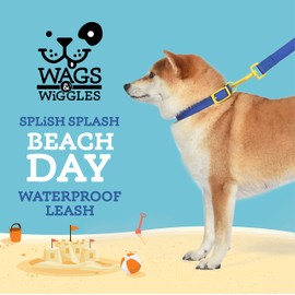 Wags & Wiggles Waterproof Leash Navy- Large | Navy and Yellow Waterproof PVC Leash for dogs | Perfect for Summertime Pool or Lake Fun with Dogs – Stylish and Cute