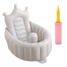 Ange Smile Crown, Baby Bath, Baby, Bath, Newborn, Compact, Hand Pump Included, Anti-Slip Stopper, High Backrest, Drying Hook, Gray