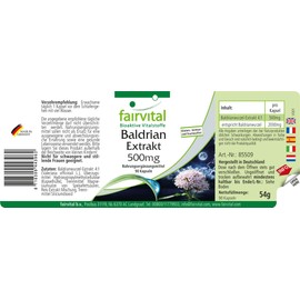 Fairvital Valerian Extract Capsules – 90 Capsules – High Dose – 500 mg Valerian Root Extract 4:1 per Capsule – Vegan – Valeriana Officinalis