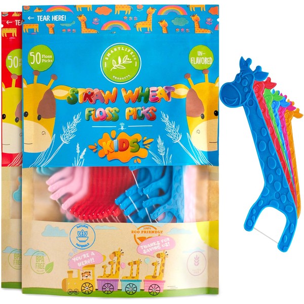 Biodegradable Kids Flossers - Unflavored Dental Floss Picks for Children