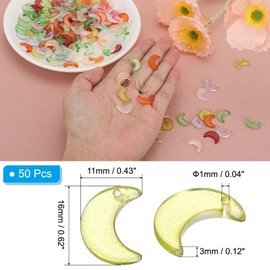 PATIKIL Pack of 50 Moon Crescent Beads Moon Shaper Glass Loose Spacers Green Yellow