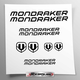 Stickersland® Sticker Set Compatible with Frame MTB Mountain Bike and Helmet | Sticker Stickers with Logos | Stickersland® - Mondrak (Glossy Black)