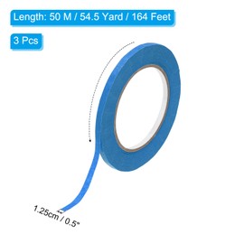 PATIKIL Masking Tape 0.5 Inch x 55 Yard, 3 Roll General Purpose Adhesive Painting Tape Painters Tape for Arts Crafts Label, Blue