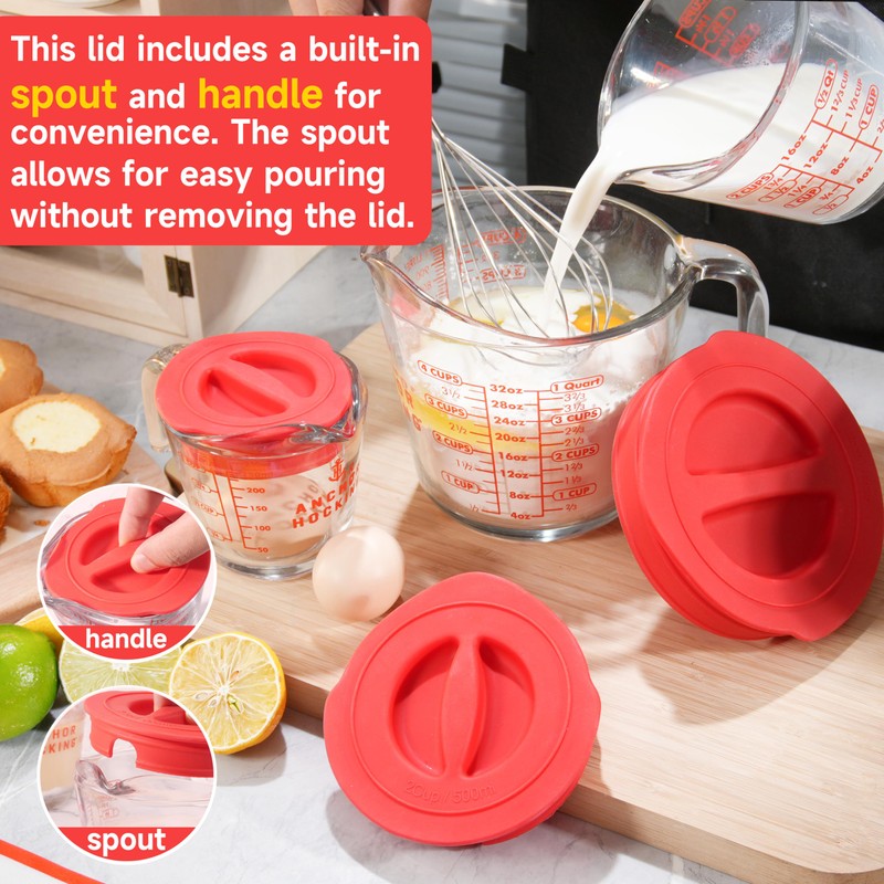 Silicone Replacement Lid Only Fit For Anchor Hocking 2-Cup/500 ML