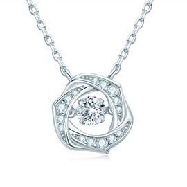 AINUOSHI Women's 925 Sterling Silver Moissanite Diamond Necklace Pendant Jewellery Gift for Women Mother Birthday, Sterling Silver