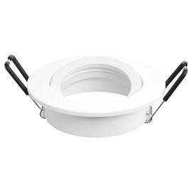 Doughelec 6 Recessed Spotlights GU10 Frame Aluminium White Swivelling Mounting Frame Spot Recessed Spotlights Round Flat 68 mm Hole Diameter Including GU10 Socket for LED Halogen Recessed Ceiling