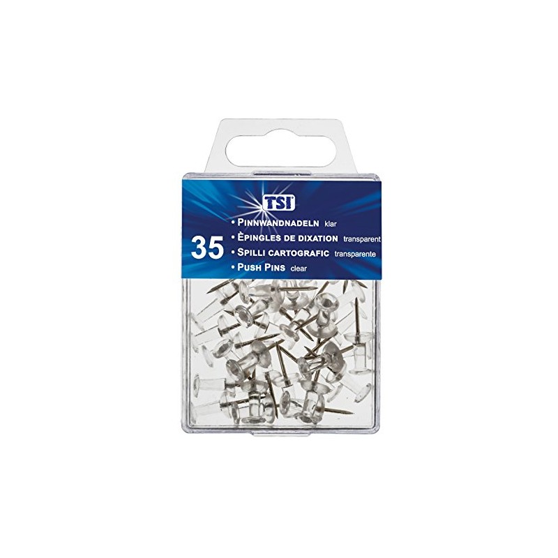 TSI 48310 Push Pins Pack of 35 Clear