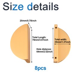 INCREWAY Half Moon Drawer Pulls,8PCS Aluminum Alloy Cabinet Pulls Semicircle Knobs Decorative Door Knobs (Champagne Gold)